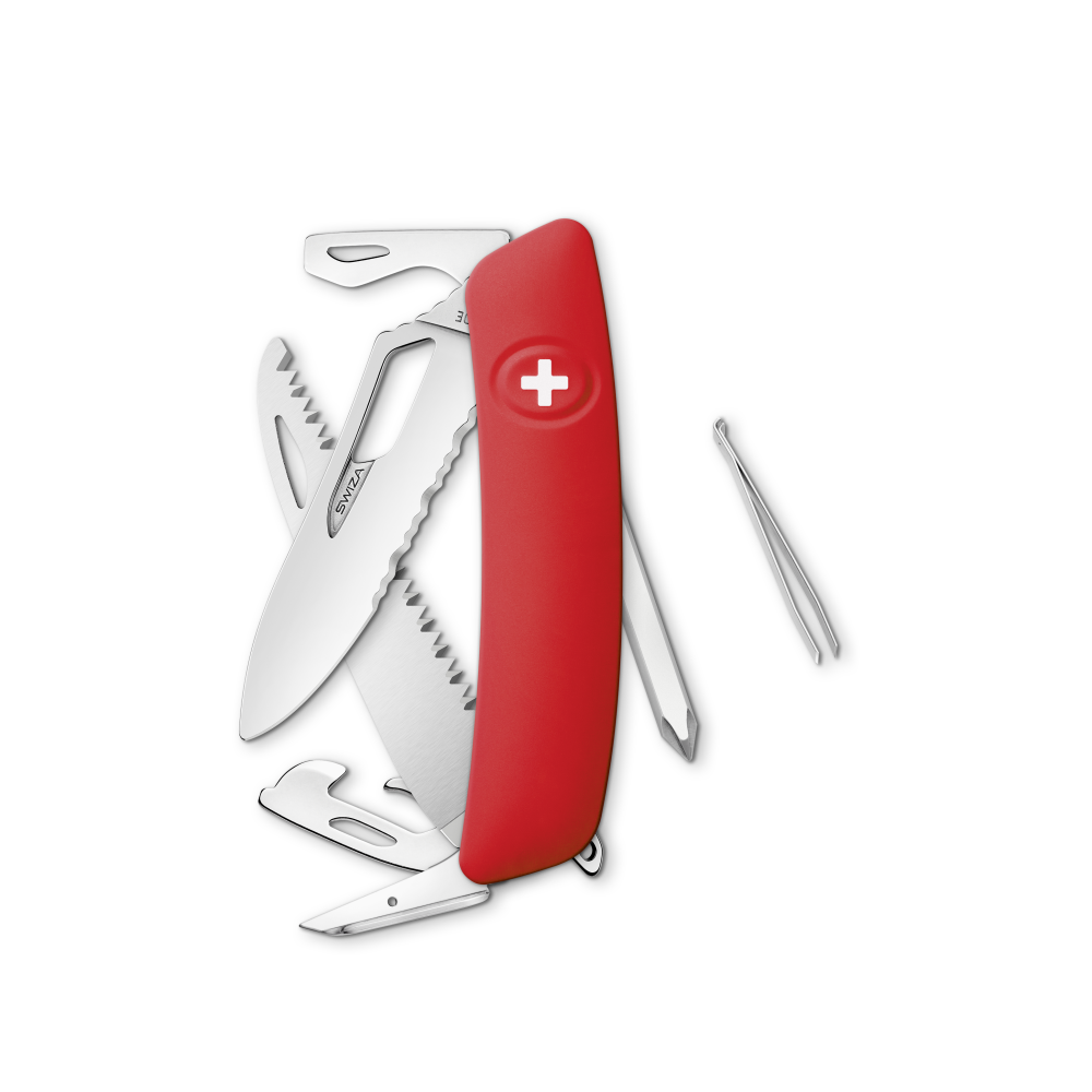SWIZA Single Hand + Saw SHO6 TR (Wellenschliff), Red