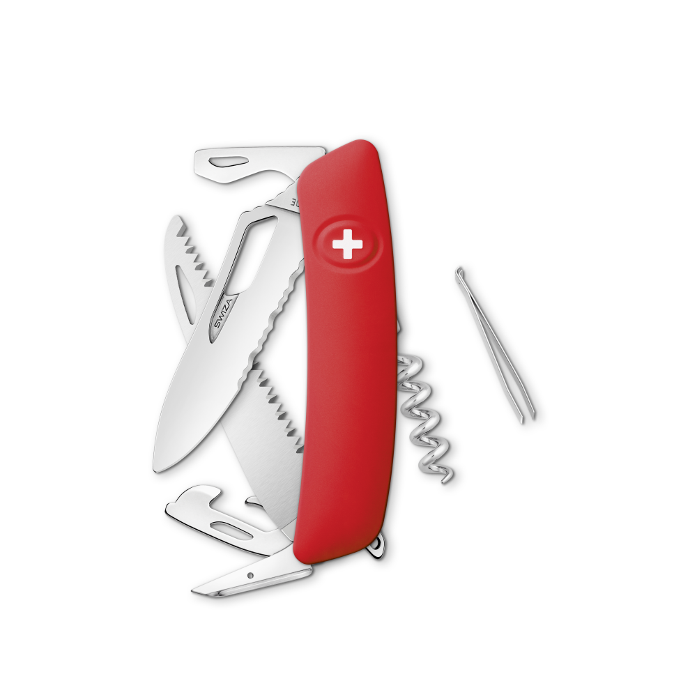 SWIZA Single Hand + Saw SHO5 TR (Wellenschliff), Red