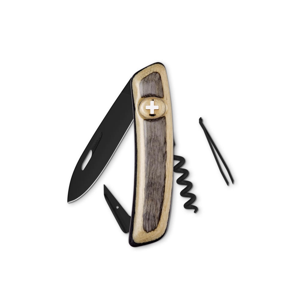 SWIZA Standard Allblack D01, Laminate Wood weiss
