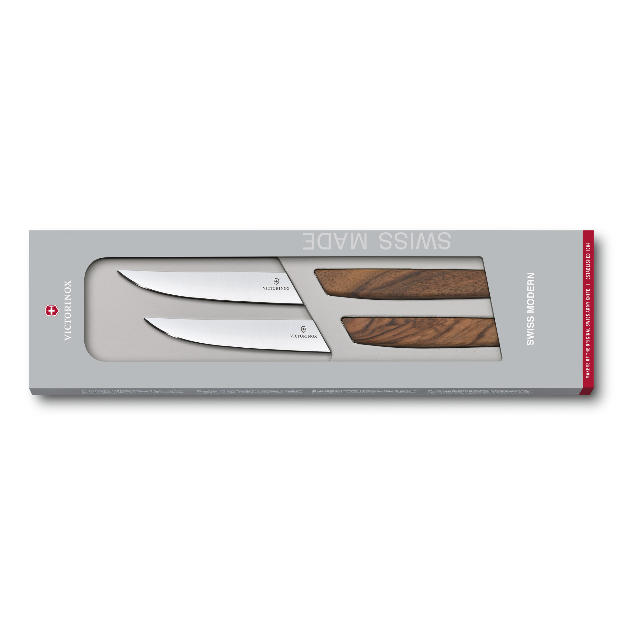 Victorinox Swiss Modern Wood Steakmesser-Set, gerader Schliff