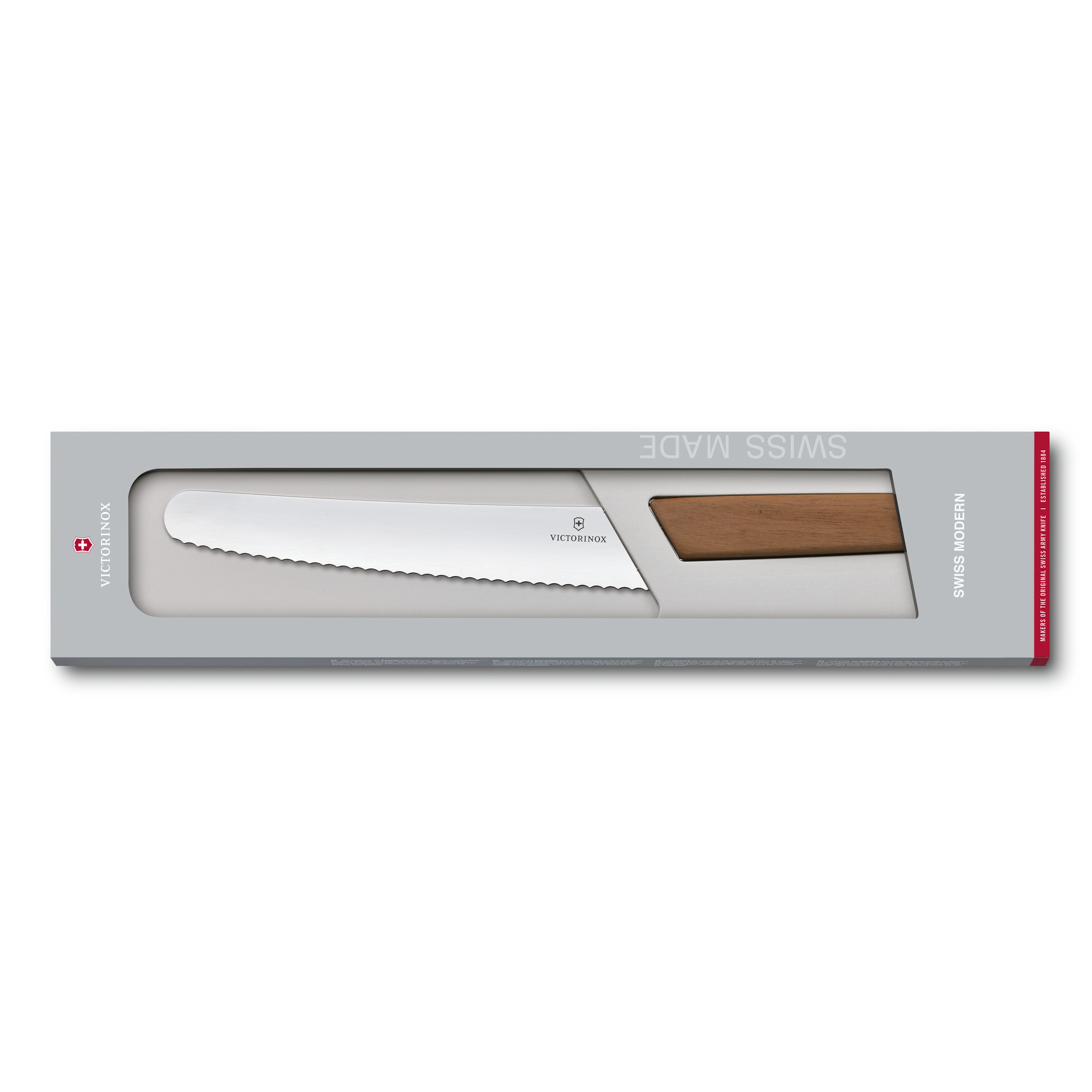 Victorinox Swiss Modern Wood Brot- und Konditormesser mit Gravurspruch