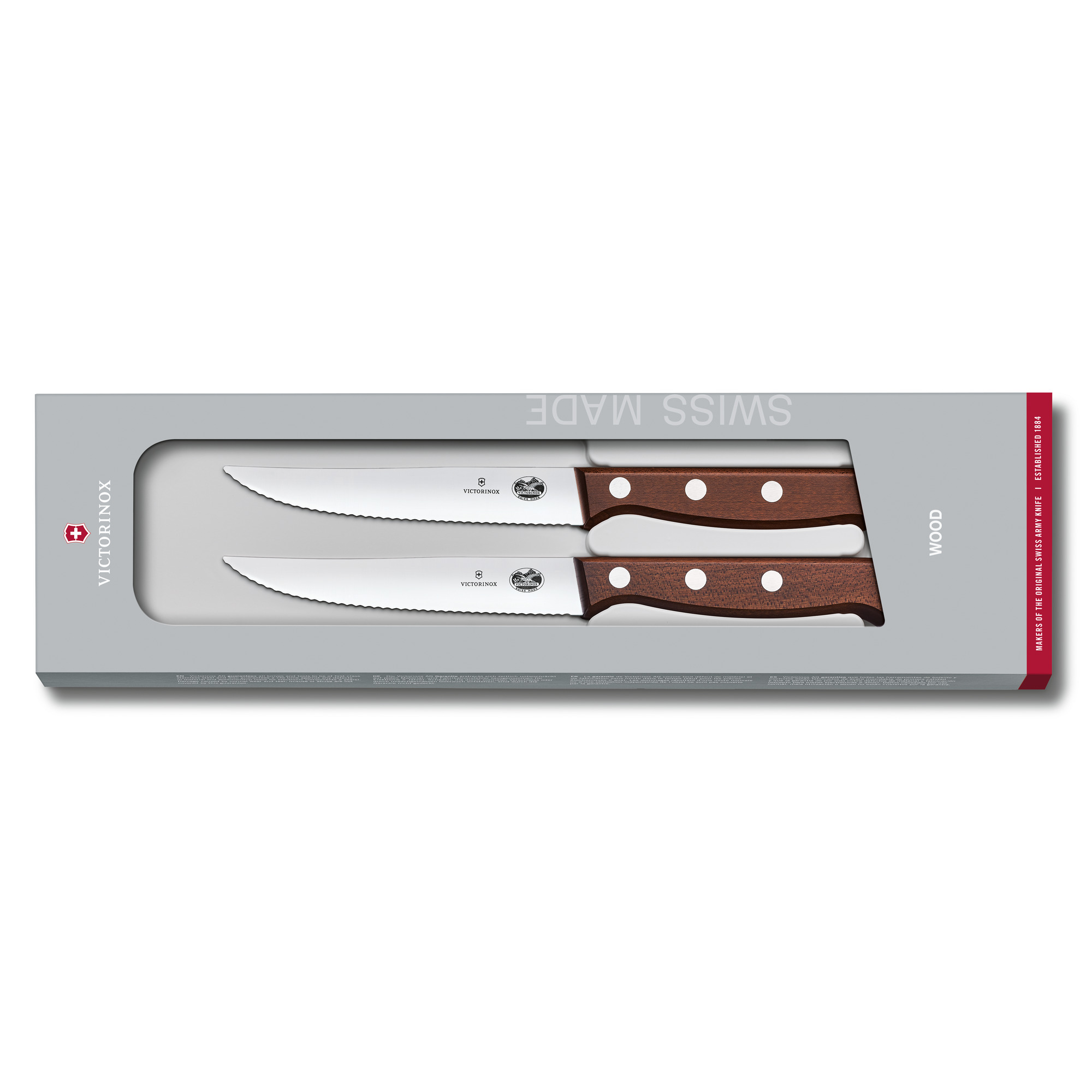 Victorinox Wood Steak- und Pizzamesser-Set, Wellenschliff, 2-teilig