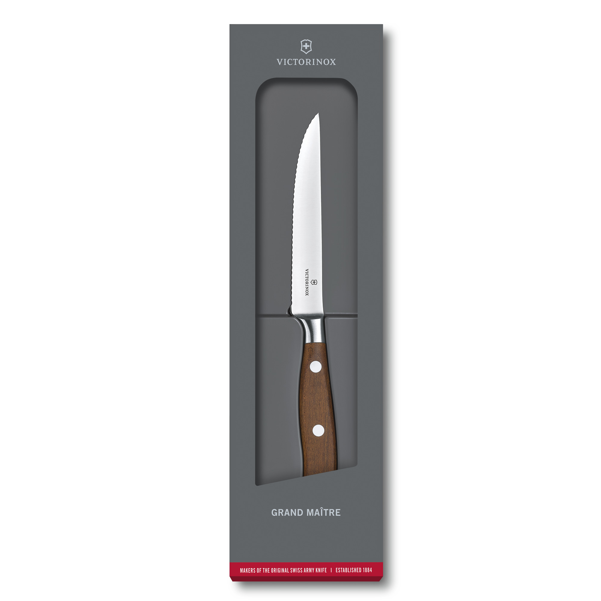 Victorinox Grand Maître Wood Tomaten- und Steakmesser Wellenschliff, 12cm