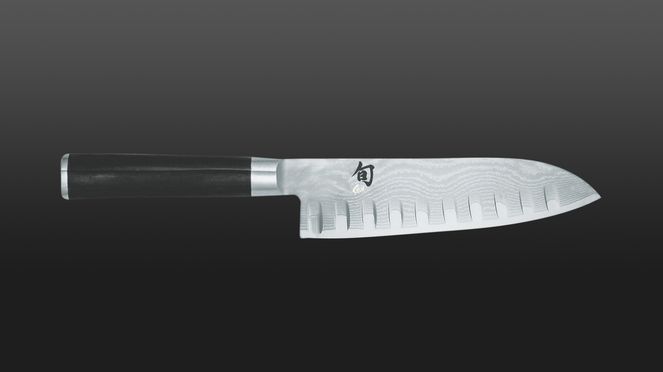 Kai Shun Santoku mit Kullenschliff