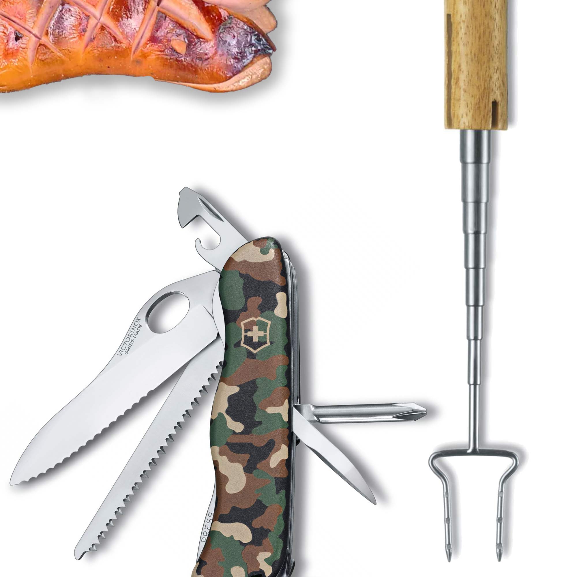 Wander-Set Victorinox Trailmaster camouflage mit Grillgabel