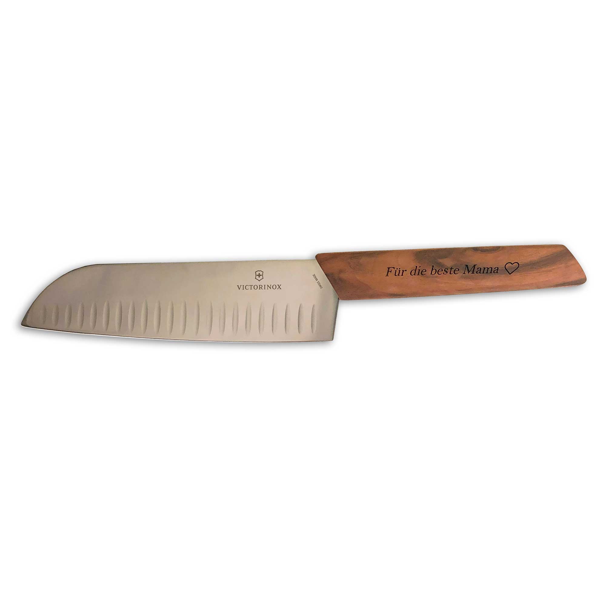 Victorinox Swiss Modern Wood Santokumesser mit Gravurspruch