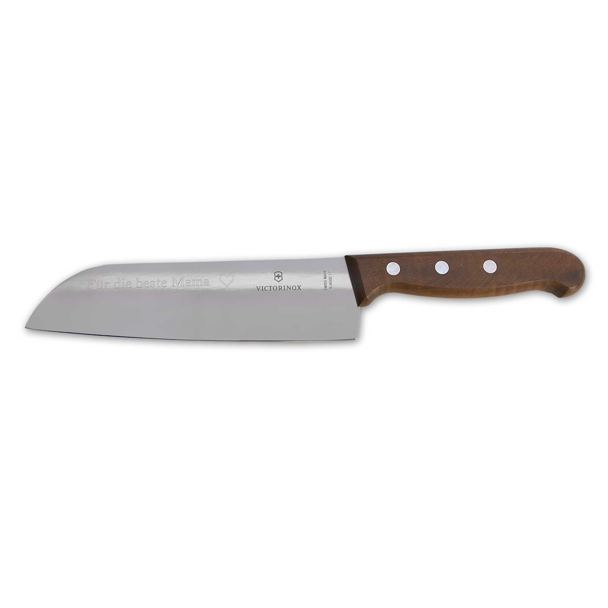 Victorinox Wood Santokumesser, 17 cm mit Gravurspruch