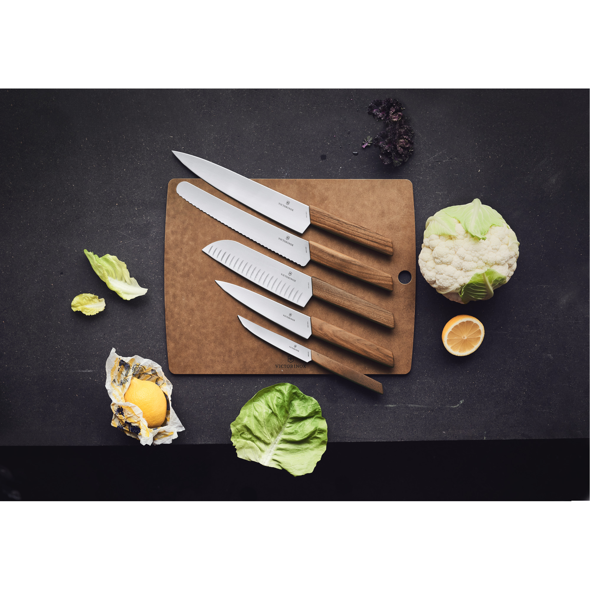 Victorinox Swiss Modern Wood Brot- und Konditormesser mit Gravurspruch