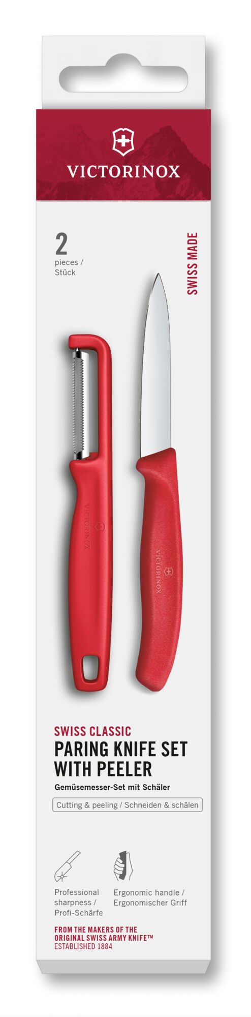 Victorinox Swiss Classic Gemüsemesser mit Iota-Sparschäler, rot