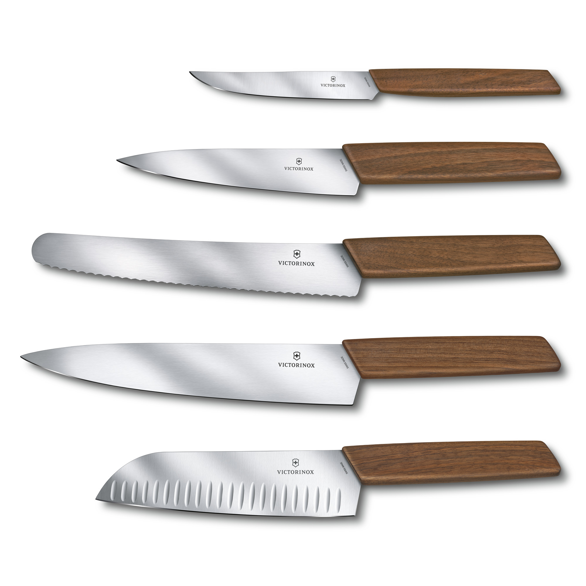 Victorinox Swiss Modern Wood Steakmesser-Set, gerader Schliff