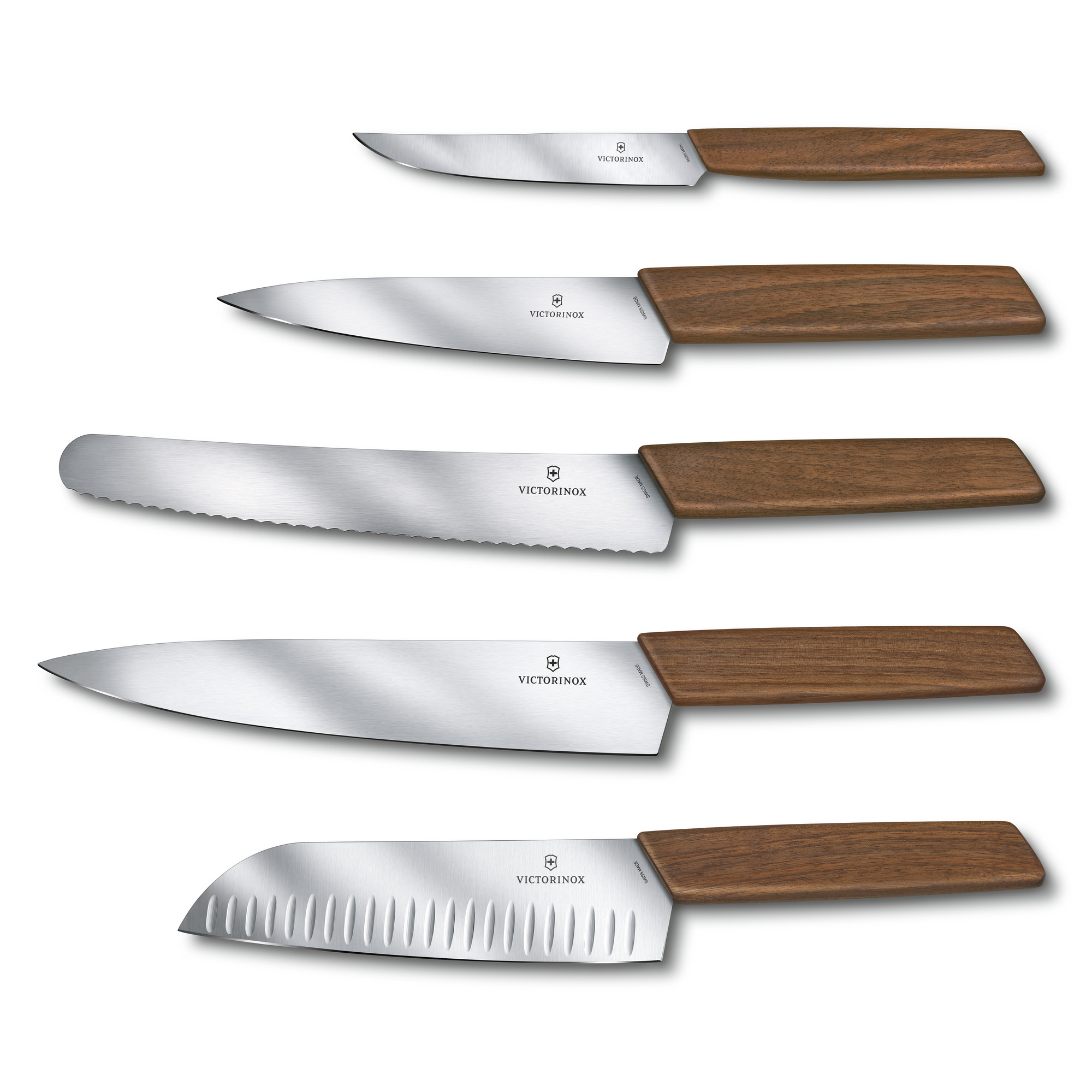 Victorinox Swiss Modern Wood Steakmesser-Set, gerader Schliff