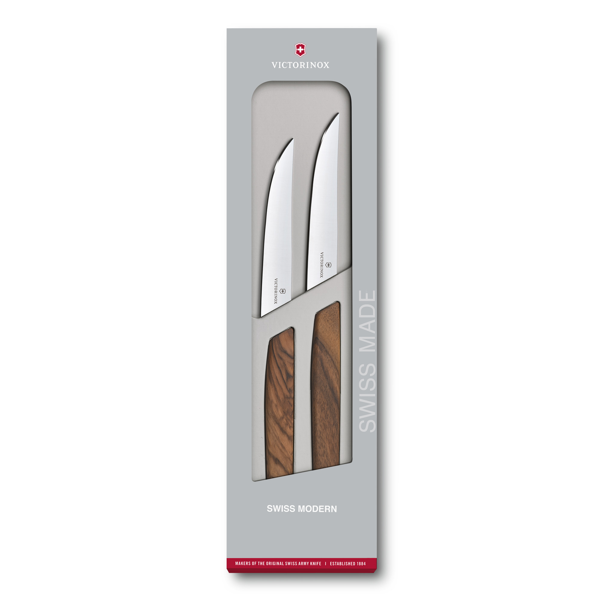 Victorinox Swiss Modern Wood Steakmesser-Set, gerader Schliff